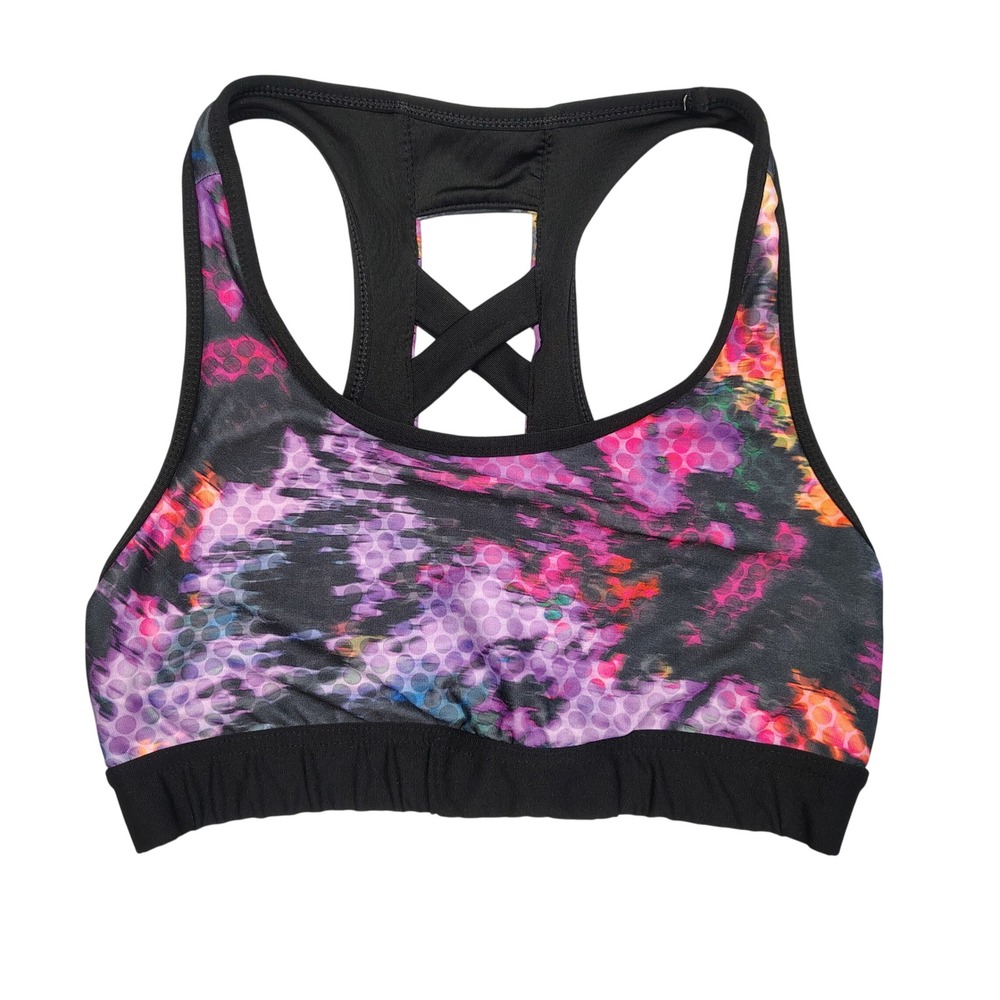 Energy Zone Sports Bra Womens M Multicolor Abstract Dot Crisscross Polyester